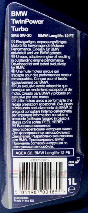 【易油網】【缺貨】BMW 0W30 TWINPOWER TURBO LONGLIFE-12FE