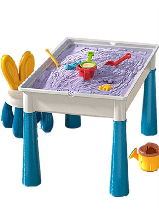 居家佳:益智積木桌多功能大顆粒增高兒童拼裝玩具可收納小孩游戲學習桌椅 自行安裝
