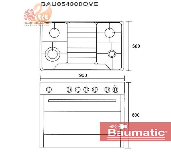 【鵝媽媽】已停產請先詢問！英國皇家－Baumatic☆BW90S BW900S☆爐連烤(四口瓦斯爐烤箱)