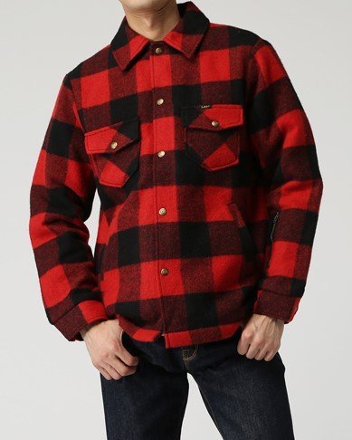 VINTAGE ] SOPHNET x LEE BLOCK CHECK BLOUSON 紅黑格紋毛料外套夾克