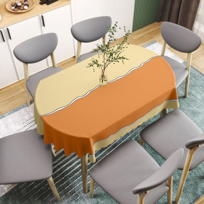 促銷打折 橢圓形桌布新款防水防紅油免洗防燙加厚pvc輕奢上檔次弧形餐桌墊