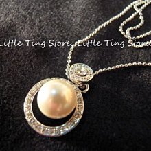 Little Ting Store:生日禮物 12MM簍空圈圈款珍珠項鍊短項鍊頸鍊鎖骨鍊 (兩色系)