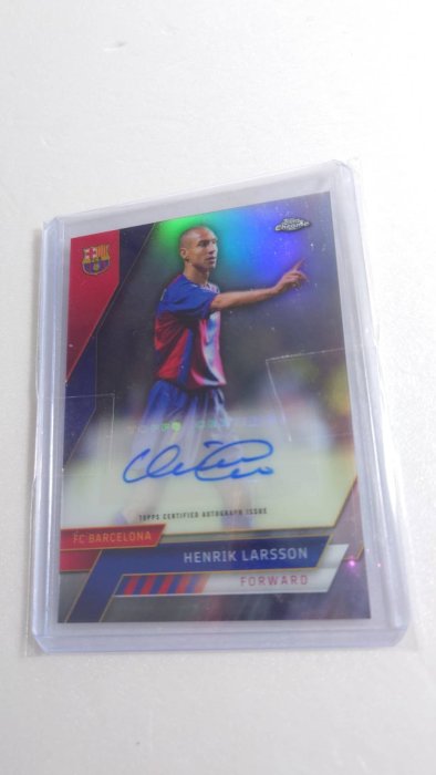 瑞典傳奇球星HENRIK LARSSON少見精美簽名卡一張~750元起標(M)