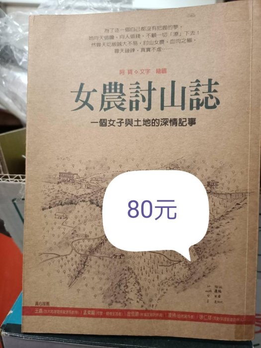 6本告知想要的，
台灣小旅行、 
台北市文化地圖/下，
吉他.羊奶.天堂 、
閒居七年 、 
女農討山誌.阿寶
別為我解釋印度  紀玉君
民安路