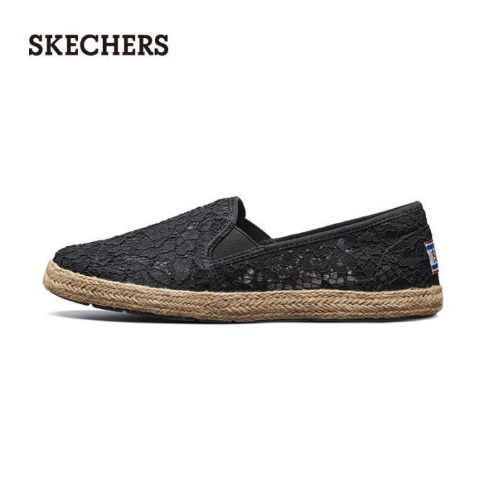 100原廠％Skechers斯凱奇官方女鞋夏季新款蕾絲休閑編織漁夫鞋單鞋66666184