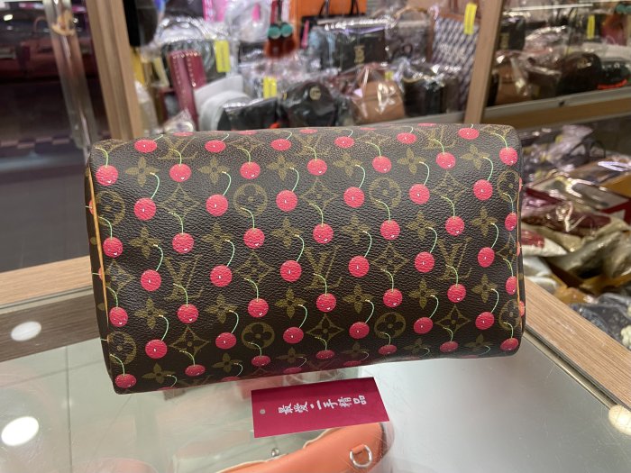 ☆最愛二手精品☆ LOUIS VUITTON LV SPEEDY 25cm 原花老花字紋櫻桃笑臉村上隆聯名手提包波士頓包 C0634 M95009