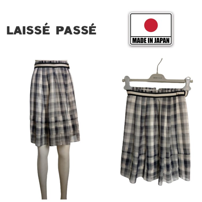 【皮老闆】二手真品 LAISSE PASSE 裙子 格子 日本製 蛋糕裙 E538