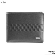 【寧寧精品*台中30年精品皮件店】Crocodile 鱷魚 全真皮附大拉鍊零錢袋2透明照片層短夾 經典黑 8077-1