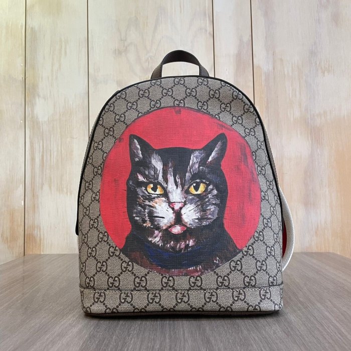 GUCCI 495621 貓咪 CAT 塗鴉 GG logo 手提包 後背包 背包