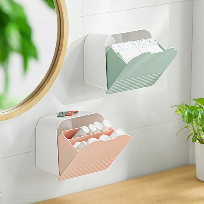 納川創意塑料PS壁掛收納盒衛生巾化妝品多用翻蓋分格密封收納盒