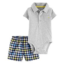 【Carter's】【零碼9M】CS男Baby套裝二件組 灰POLO衫包屁衣款 F03190312-22