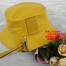 ☆優買二手精品名牌店☆ LOEWE 限量 LOGO 家徽 檸檬 黃 羊皮 漁夫帽 帽子 遮陽 比莉 TWICE 帽 全新II