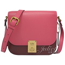 【茱麗葉精品】全新精品 COACH 專櫃商品 609 HUTTON 經典轉釦撞色皮革斜背包.桃紅 現貨