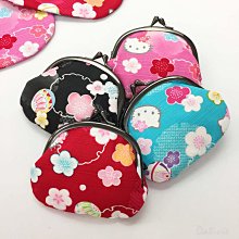 ♥小花花日本精品♥ Hello kitty 日式和風金口包 珠扣包 零錢包 小物包 紅、黑、粉、藍 單一價 ~ 5