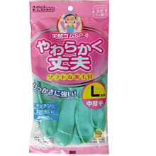 【JPGO】日本進口 家事手套 洗碗橡膠手套~中厚手 L號 綠色#875
