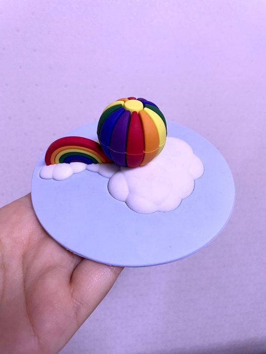 星巴克同款可愛繽紛彩虹熱氣球食品級硅膠防塵杯蓋