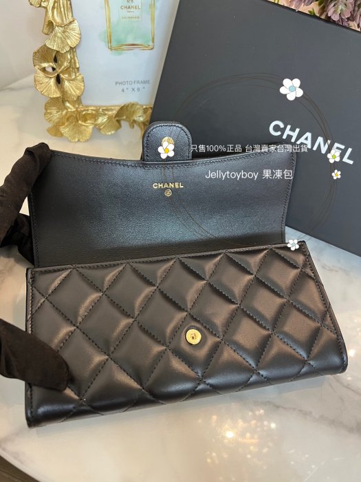 歐洲連線 台灣現貨+預訂 經典爆款 全新正品 CHANEL 長夾 AP0241 翻蓋式 黑色羊皮 金釦