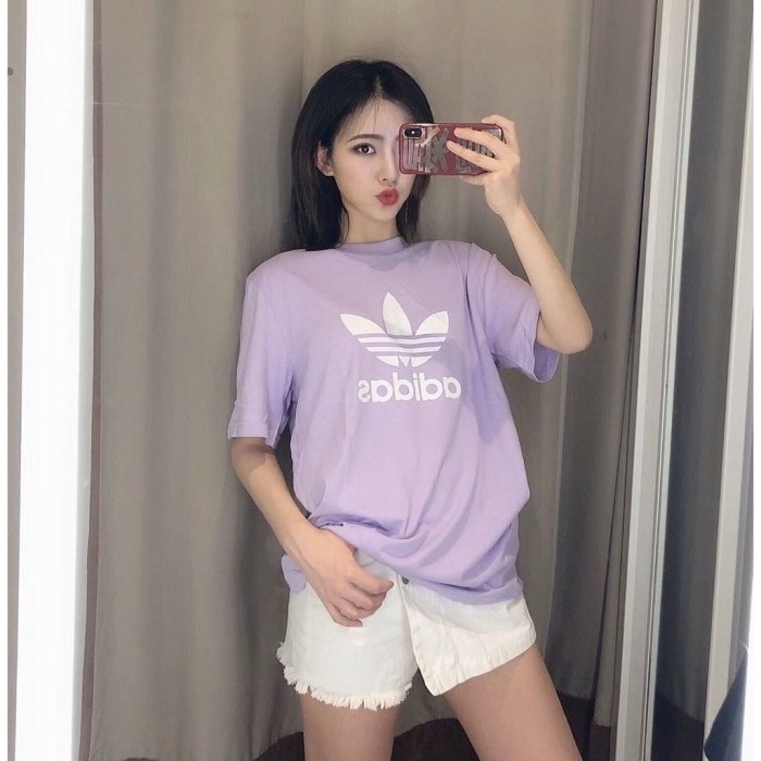 【男女同款】愛迪達 adidas 三葉草 衣服 短T 短袖T恤 短袖上衣 男款 女款 情侶裝 男女衣著 大尺碼❤️售紫色