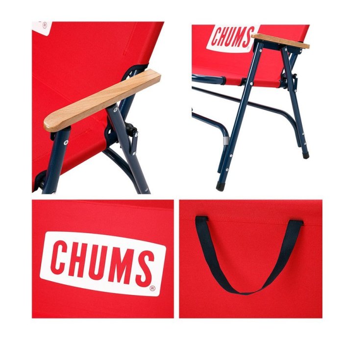 =CodE= CHUMS BACK WITH BENCH 雙人折疊露營椅(卡其.紅) CH62-1595 戶外 長板凳