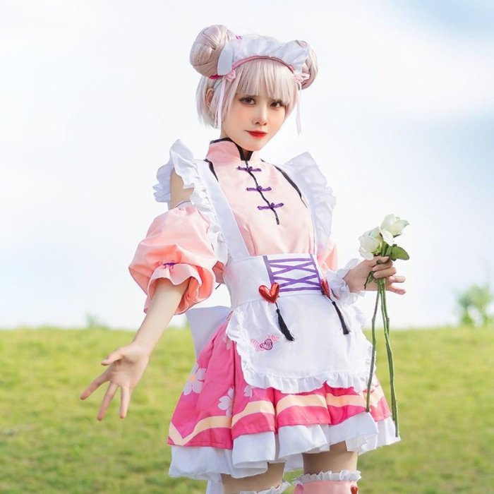 下殺 女僕 cos服cosplay服裝 日系櫻花和服cosplay服裝小喬大喬女僕裝cos服裝蘿莉lolita洋裝