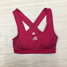 【愛莎＆嵐】 adidas 女 桃紅色平口品牌圖繪交叉挖背造型運動背心/XS 11205 30