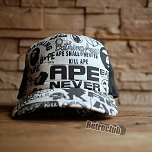 Retro CLUB【一元起標】【二手】日本潮流品牌 A Bathing APE BAPE 日製 黑白棒球帽 網帽 卡車司機帽 F24419