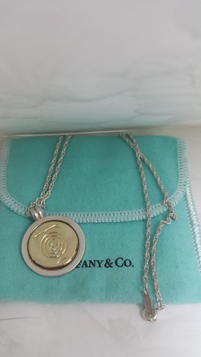 Tiffany 專櫃 真品 18K k金 925 純銀 T & CO logo 錢幣 金幣 圓牌 750k 粗鍊 正品項鍊 蒂芬尼 logo 絕版