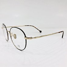 《名家眼鏡》PLUS M日本設計師品牌MA-JI文青款圓框黑金配光學純鈦金屬框 PMJ-039Tcol.1