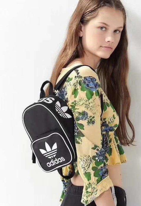 現貨 愛迪達 adidas santiago Mini 三葉草 三線 迷你後背包 黑色 粉紅色 運動尼龍雙肩包小包/澤米