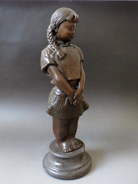 【 金王記拍寶網 】( 常5) H384  中國近代藝術品 銅雕雕塑 銅雕少女一尊  罕見稀少美品