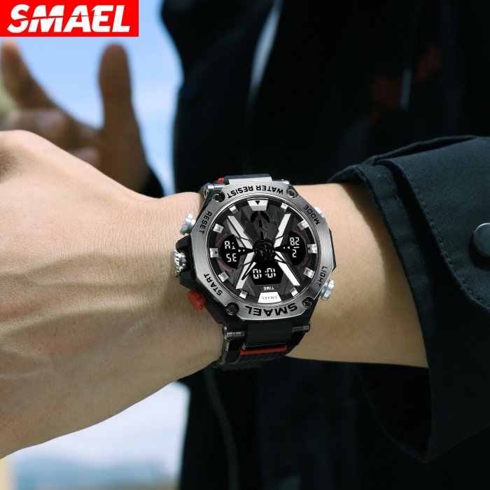 男士手錶 SMAEL斯麥爾8087新款合金男士多功能運動防水電子手錶廠家直銷