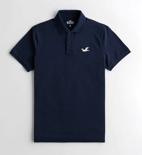 HCO Hollister 海鷗 現貨 彈性 POLO 衫 藍色 立體海鷗