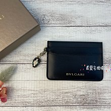 《真愛名牌精品》BVLGARI 282018 寶格麗 黑色 Serpenti 琺瑯蛇頭 薄卡套 *全新*