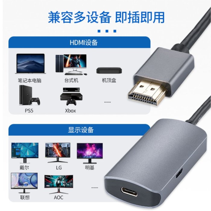 HDMI 兼容 HDMI 轉 USB-C 母頭 HDMI 兼容 Type C 轉換器