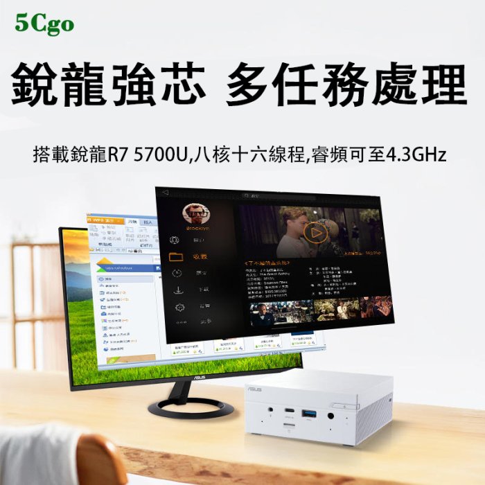 5Cgo【含稅】ASUS/華碩PN51白色限定 迷你主機minipc微型桌上型電腦AMD銳龍R7家用辦公商務整機高配遊戲