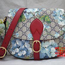 優買二手精品名牌店 GUCCI 432150 紅 牛皮 花卉 防水 肩背包 斜背包 牛鼻包 貝殼包 學院包 盾牌包 超新