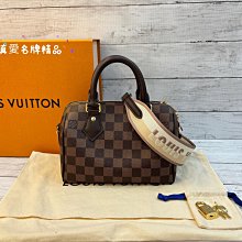 《真愛名牌精品》LV N40489 SPEEDY BANDOULIERE 20 棋盤格 可調式 奶茶色 背帶 波士頓包*全新*