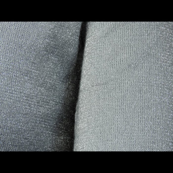 日本品牌NICE CLAUP Co., LTD.銀灰色金蔥亮片五分袖羊毛針織外套