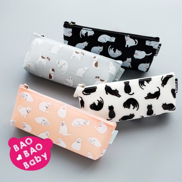 【寶貝日雜包】日本喵喵 Nyan にゃん果凍軟膠收納包 筆袋 筆刷包 刷具包 化妝包 首飾包 小物包