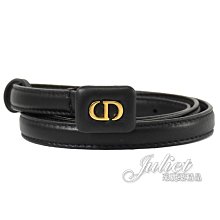 【茱麗葉精品】全新商品 Dior 專櫃商品 金屬CD釦飾超窄版穿釦式皮帶.黑/金 現貨