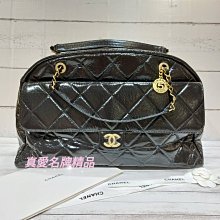 《真愛名牌精品》CHANEL AS3711 黑色 牛皮 亮面  皮穿鍊 購物包 保齡球包 肩背包 *全新*000813