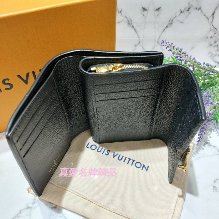 《真愛名牌精品》LV M80880 METIS 錢包 黑色壓紋皮 鎖扣 3折零錢短夾 *全新*代購