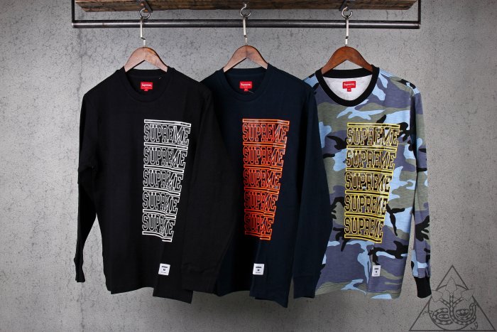 HYDRA】Supreme Stacked L/S Top 字體長袖長TEE 黑藍迷彩【SUP183