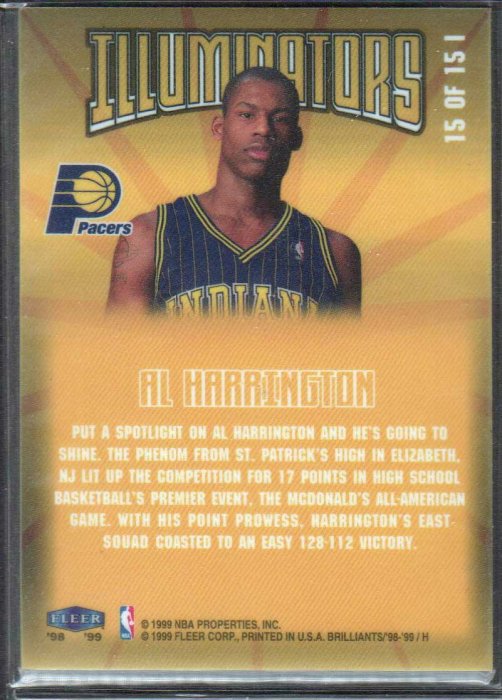 98-99 FLEER BRILLIANTS ILLUMINATORS #15 AL HARRINGTON RC