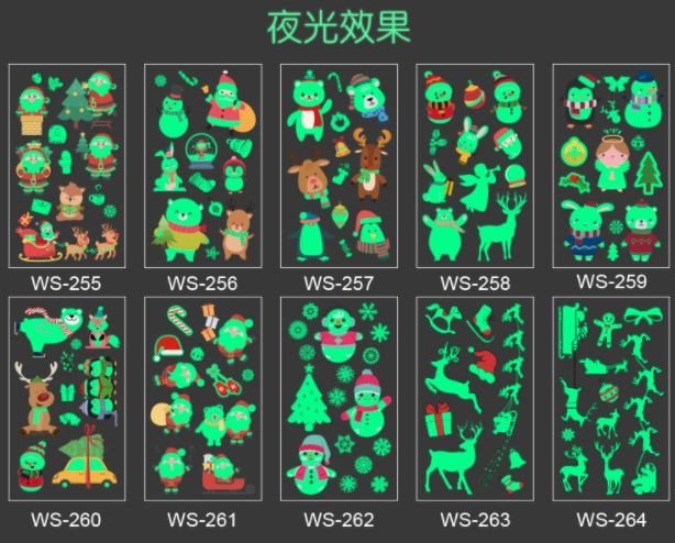 沛恩精品 新款聖誕節夜光紋身貼 兒童發光玩具雪人企鵝臉部模擬卡通貼紙 夜光貼紙 聖誕節貼紙 創意貼紙 兒童貼紙 聖誕節