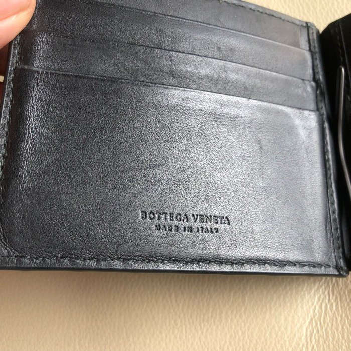 [品味人生2]保證正品 Bottega Veneta BV 黑色 編織  鈔票夾 皮夾 短夾