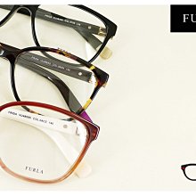 【My Eyes 瞳言瞳語】Furla 義大利品牌 透褐漸層光學眼鏡 大框面時尚 方紋水鑽 清雅氣質 (VU4859)