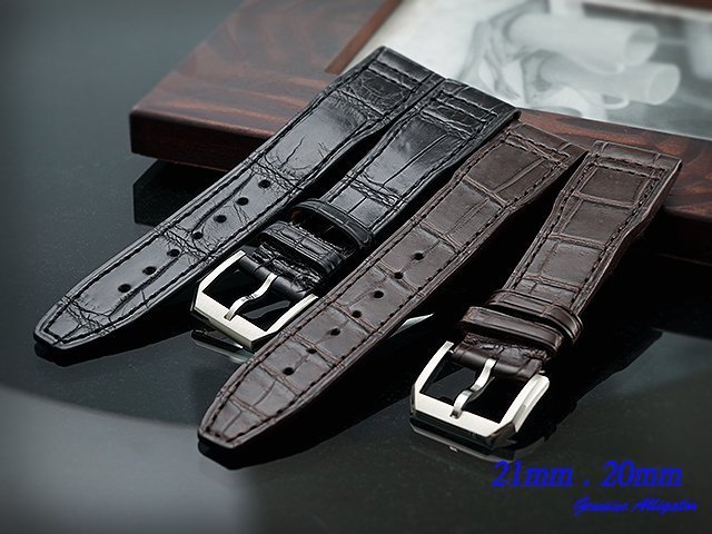 【時間探索】 全新 IWC 軍錶專用特仕收腰款錶帶鱷魚皮款 ( 21mm.20mm)