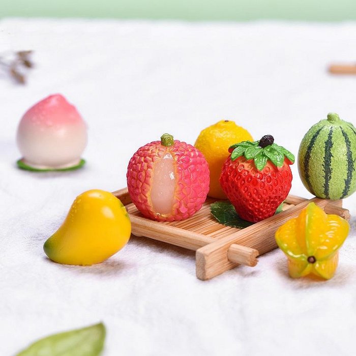 仿真水果微景觀擺件西瓜草莓芒果檸檬荔枝水蜜桃哈密瓜菠蘿裝飾品