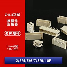 ZH1.5mm 接外掛程式 立貼插座 膠殼 簧片 2/3/4/5/6/7/8/9/10P 連接器 W1062-0104 [380838]